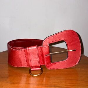 3/$50 Vintage Red Leather Statement Belt
